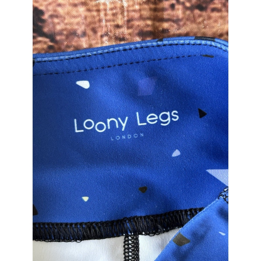 Loony Legs London Leggings Womens Daisy Doodles White Blue Red Yoga Pants Sz S - Picture 3 of 10